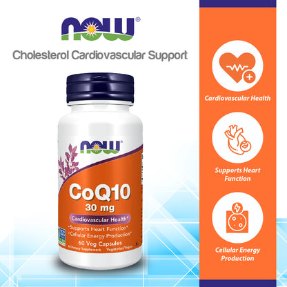 NOW Supplements, CoQ10 30 mg, Pharmaceutical Grade, All-Trans Form produced by Fermentation, 60 Veg Capsules Vitamins &amp; Supplements NOW Foods USA