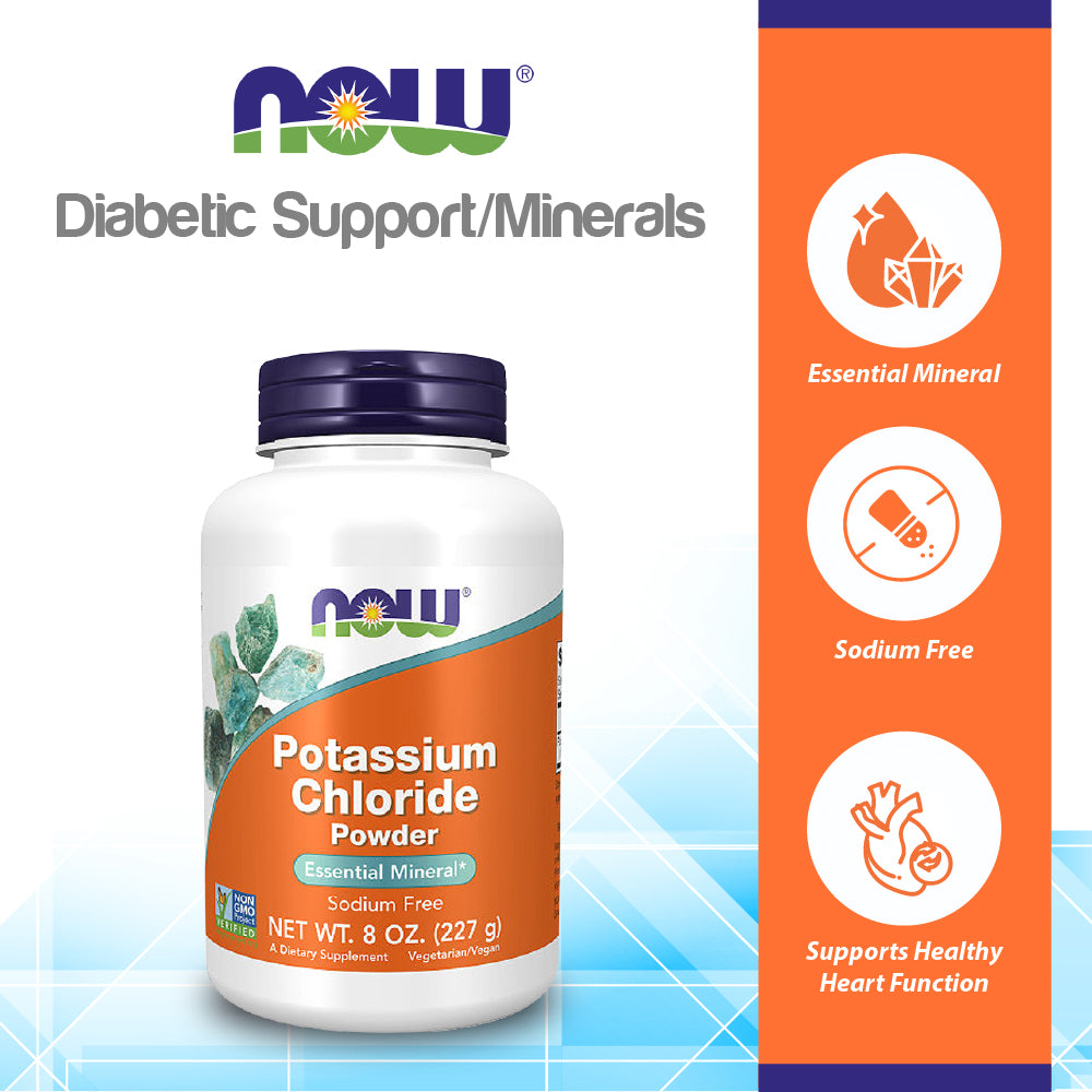 NOW Supplements, Potassium Chloride Powder, Certified Non-GMO, Essential Mineral, 8-Ounce Vitamins &amp; Supplements NOW Foods USA