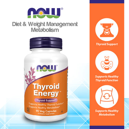 NOW Supplements, Thyroid Energy™, Iodine and Tyrosine plus Selenium, Zinc and Copper, 90 Veg Capsules Vitamins &amp; Supplements NOW Foods USA