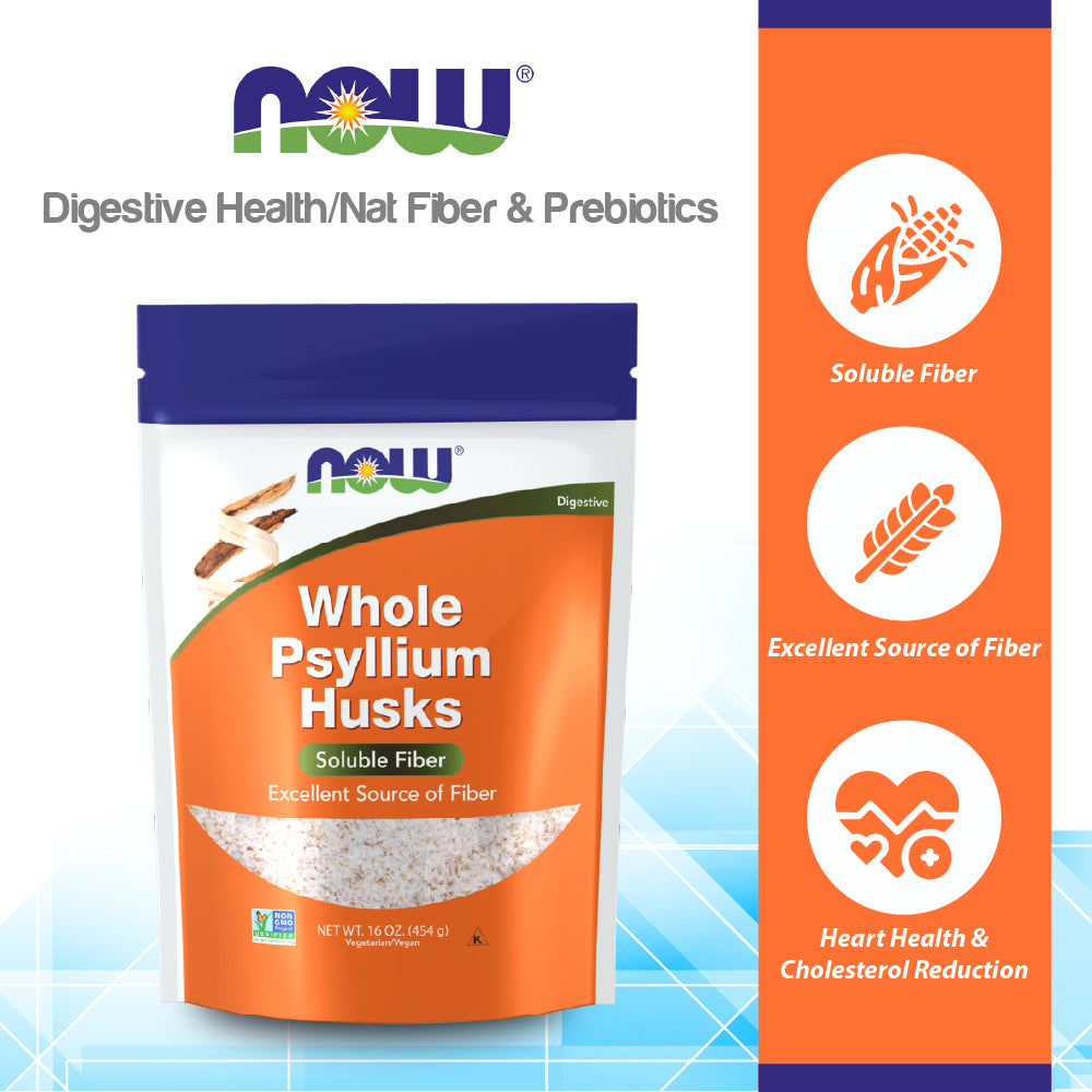 NOW Supplements, Whole Psyllium Husks, Non-GMO Project Verified, Soluble Fiber, 16-Ounce (454 g) Vitamins &amp; Supplements NOW Foods USA