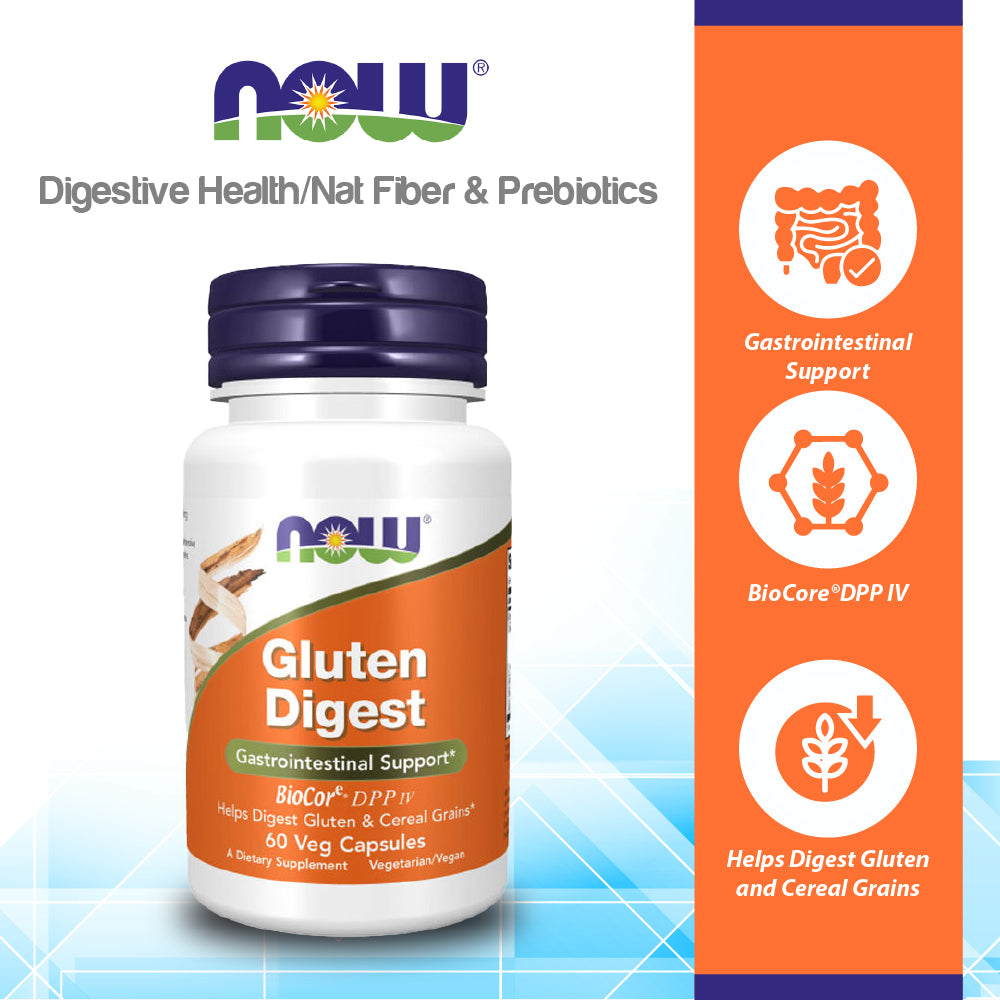 NOW Supplements, Gluten Digest with BioCore DPP IV, Gastrointestinal Support, 60 Veg Capsules Vitamins &amp; Supplements NOW Foods USA
