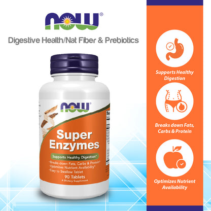 NOW Supplements, Super Enzymes, Formulated with Bromelain, Ox Bile, Pancreatin and Papain, Super Enzymes, 90 Tablets Vitamins &amp; Supplements NOW Foods USA