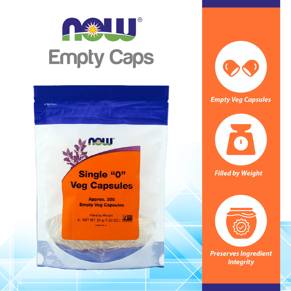 NOW Supplements, Empty Vegetarian Capsules, Single &quot;0&quot;, Filled by Weight, Non-GMO Project Verified, 300 Veg Capsules Vitamins &amp; Supplements NOW Foods USA