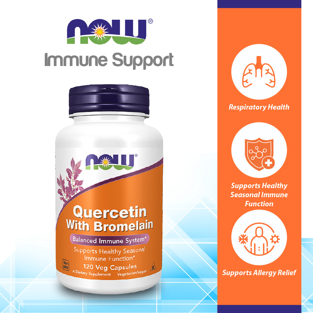 NOW Supplements, Quercetin with Bromelain, Balanced Immune System*, 120 Veg Capsules Vitamins &amp; Supplements NOW Foods USA