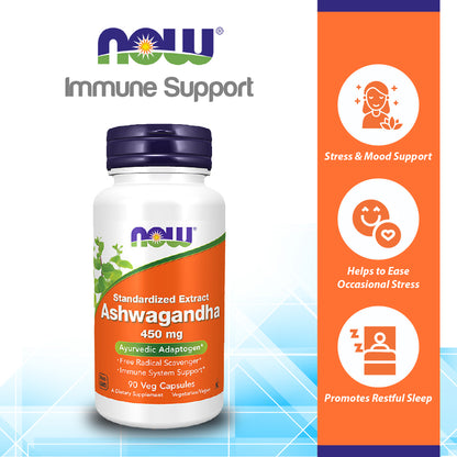 NOW Supplements, Ashwagandha (Withania somnifera) 450 mg (Standardized Extract), 90 Veg Capsules Vitamins &amp; Supplements NOW Foods USA
