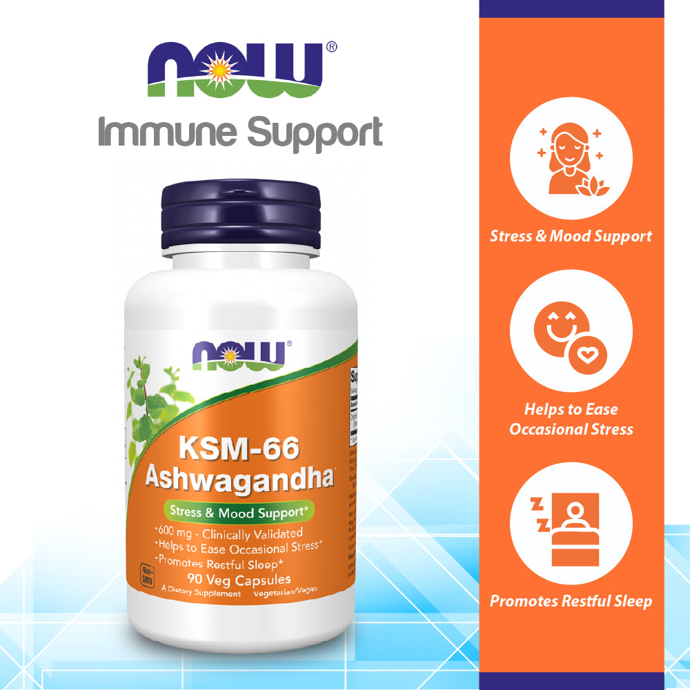 NOW Supplements, KSM-66 Ashwagandha®, Stress and Sleep Support, 90 Veg Capsules Vitamins &amp; Supplements NOW Foods USA