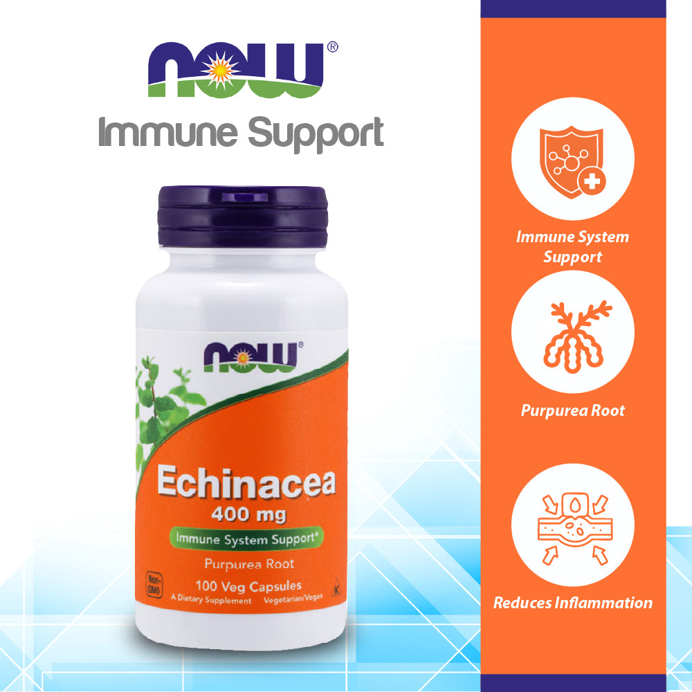 NOW Supplements, Echinacea (Purpurea Root) 400 mg, Immune System Support*, 100 Veg Capsules Vitamins &amp; Supplements NOW Foods USA