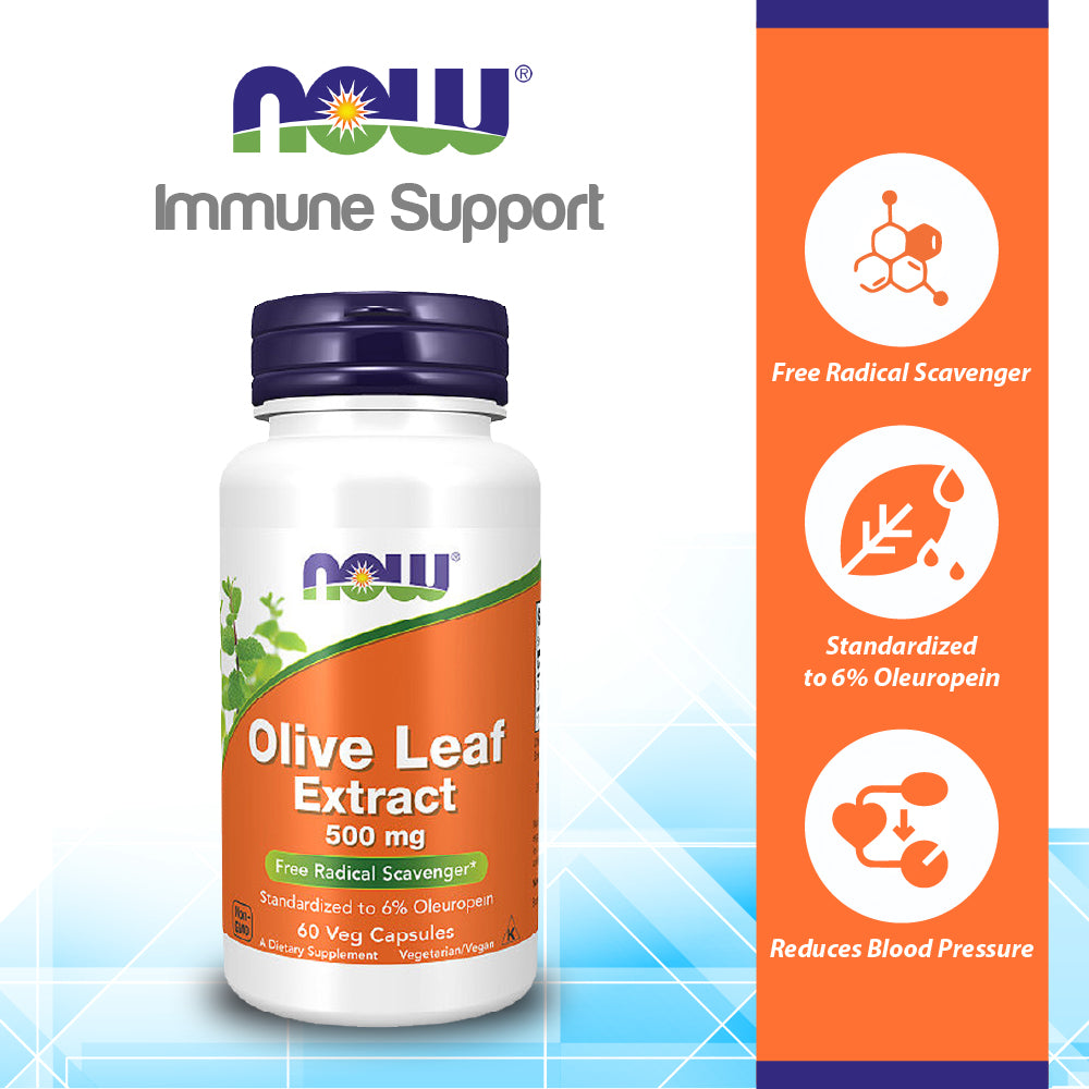 NOW Supplements, Olive Leaf Extract 500 mg, Free Radical Scavenger*, 60 Veg Capsules Vitamins &amp; Supplements NOW Foods USA