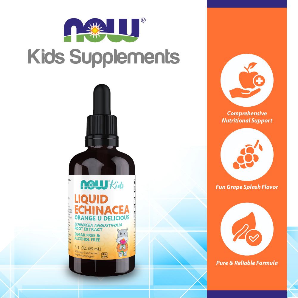 NOW Supplements, Kids Liquid Echinacea with Dropper, Immune System Support, Formulated for Kids, 2oz (59ml) Vitamins &amp; Supplements NOW Foods USA