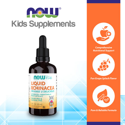 NOW Supplements, Kids Liquid Echinacea with Dropper, Immune System Support, Formulated for Kids, 2oz (59ml) Vitamins &amp; Supplements NOW Foods USA