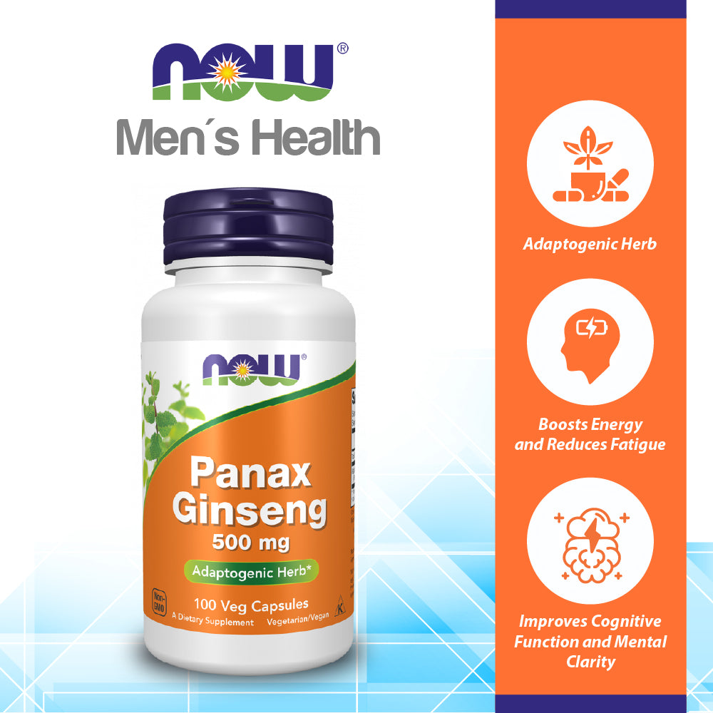 NOW Supplements, Panax Ginseng (Root) 500 mg, Adaptogenic Herb*, 100 Veg Capsules Vitamins &amp; Supplements NOW Foods USA