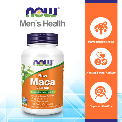 NOW Supplements, Maca (Lepidium meyenii) 750 mg Raw, Reproductive Health*, 90 Veg Capsules Vitamins &amp; Supplements NOW Foods USA