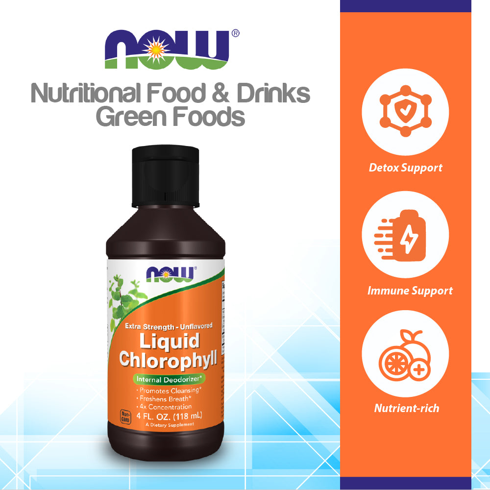 NOW Supplements, Chlorophyll, Extra Strength Unflavored Liquid, 4 fl. oz (118ml) Vitamins &amp; Supplements NOW Foods USA