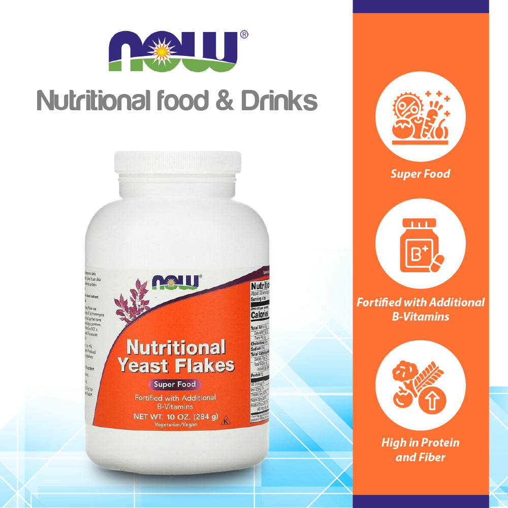 NOW Supplements, Nutritional Yeast Flakes, Fortified with Additional B-Vitamins, Super Food, 10-Ounce Vitamins &amp; Supplements NOW Foods USA