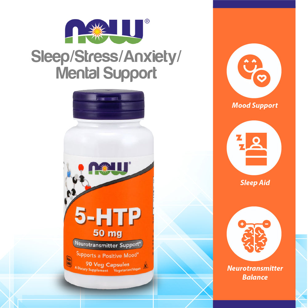 NOW Supplements, 5-HTP (5-hydroxytryptophan) 50 mg, Neurotransmitter Support*, 90 Veg Capsules Vitamins &amp; Supplements NOW Foods USA