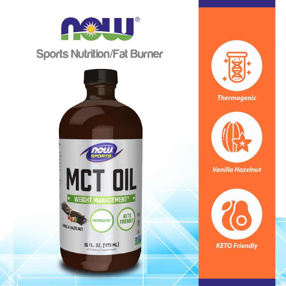 NOW Sports Nutrition, MCT (Medium-chain triglycerides) Oil, Vanilla Hazelnut, 16-Ounce Vitamins &amp; Supplements NOW Foods USA