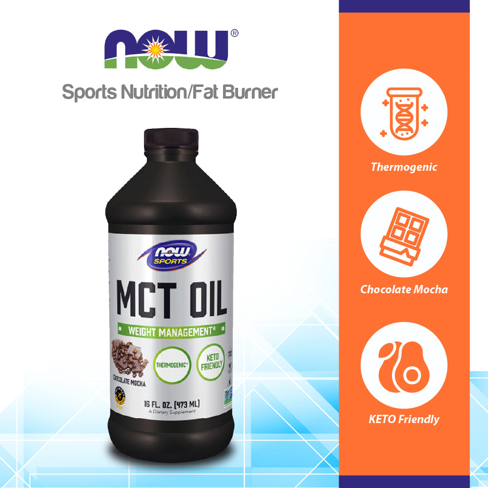 NOW Sports Nutrition, MCT (Medium-chain triglycerides) Oil, Chocolate Mocha, 16-Ounce (473 ml) Vitamins &amp; Supplements NOW Foods USA