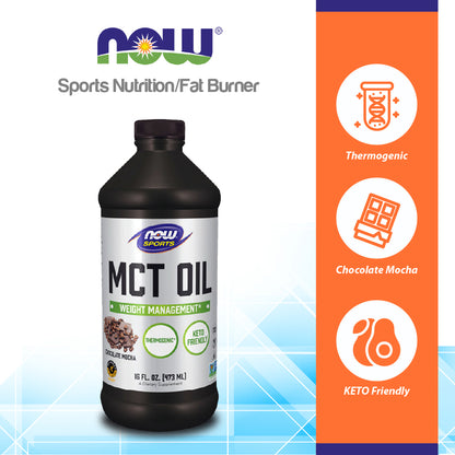NOW Sports Nutrition, MCT (Medium-chain triglycerides) Oil, Chocolate Mocha, 16-Ounce (473 ml) Vitamins &amp; Supplements NOW Foods USA