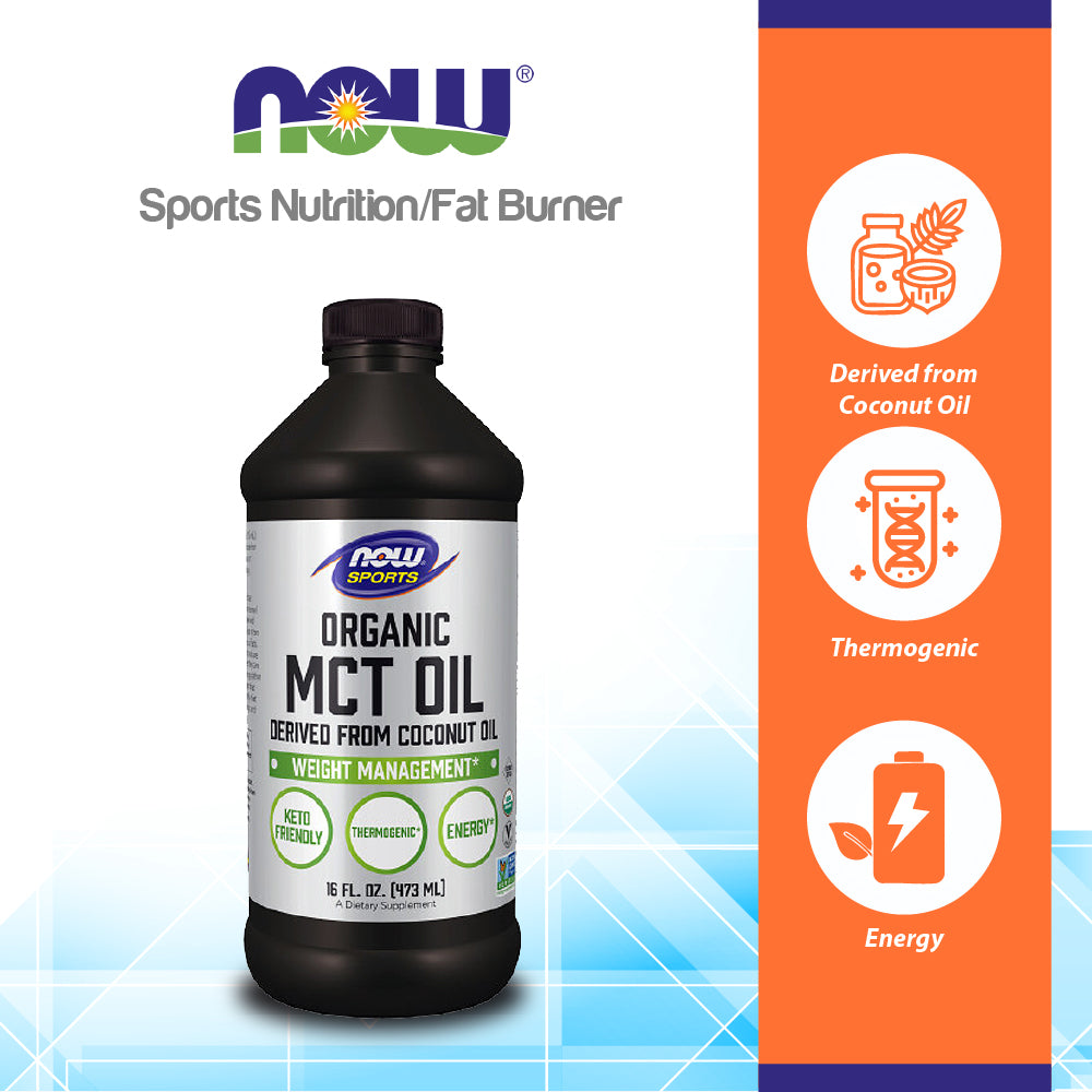 NOW Sports Nutrition, Organic MCT (Medium-chain triglycerides) Oil (in Plastic), 16-Ounce (473 ml) Vitamins &amp; Supplements NOW Foods USA