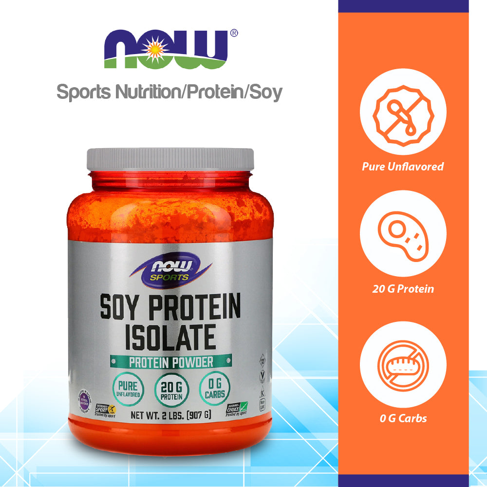NOW Sports Nutrition, Soy Protein Isolate 20 g, 0 Carbs, Unflavored Powder, 2-Pound (907 g) Vitamins &amp; Supplements NOW Foods USA