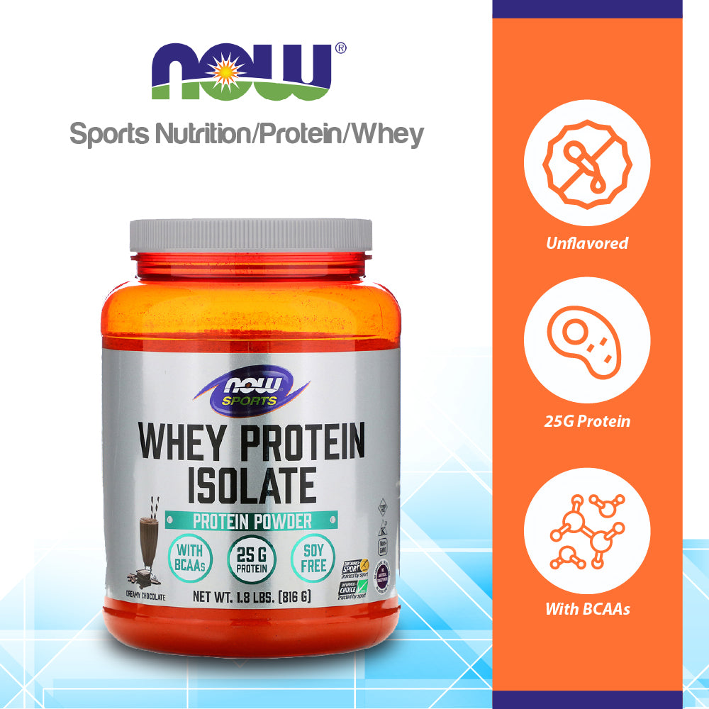 NOW Sports Nutrition, Whey Protein Isolate, 25 g With BCAAs, Creamy Chocolate Powder, 1.8-Pound (816 g) Vitamins &amp; Supplements NOW Foods USA