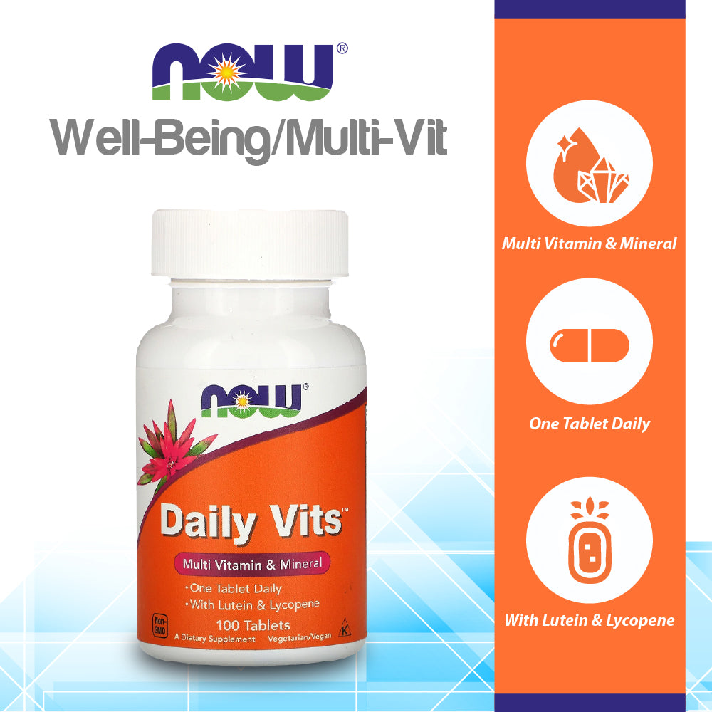 NOW Supplements, Daily Vits™, One Tablet Daily with Lutein &amp; Lycopene, 100 Tablets Vitamins &amp; Supplements NOW Foods USA