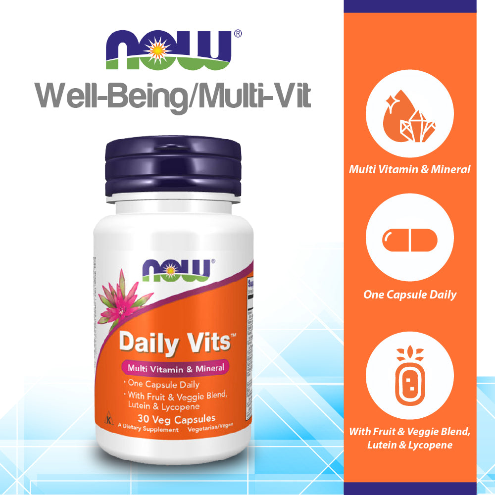 NOW FOODS Supplements, Daily Vits with Fruit &amp; Veggie Blend, Lutein and Lycopene, 30 Veg Capsules Vitamins &amp; Supplements NOW Foods USA