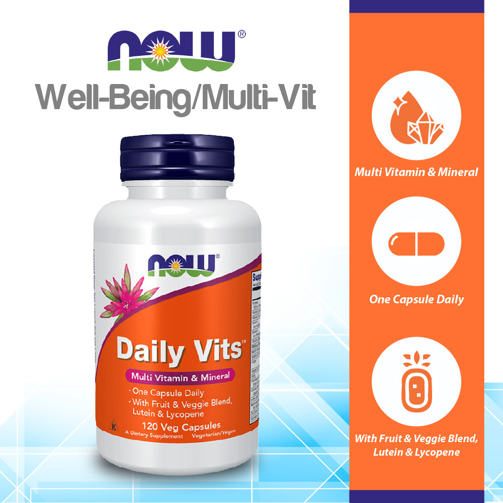 NOW Supplements, Daily Vits™ with Fruit &amp; Veggie Blend, Lutein and Lycopene, 120 Veg Capsules Vitamins &amp; Supplements NOW Foods USA