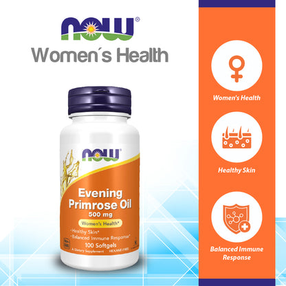 NOW FOODS Supplements, Evening Primrose Oil 500 mg with Naturally Occurring GLA (Gamma-Linolenic Acid), 100 Softgels Vitamins &amp; Supplements NOW Foods USA