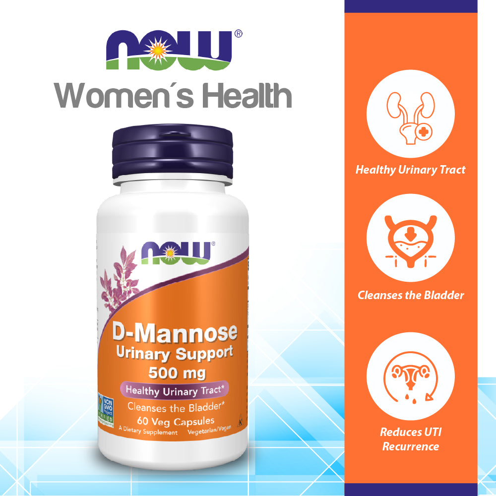 NOW Supplements, D-Mannose 500 mg, Non-GMO Project Verified, Healthy Urinary Tract*, 60 Veg Capsules Vitamins &amp; Supplements NOW Foods USA