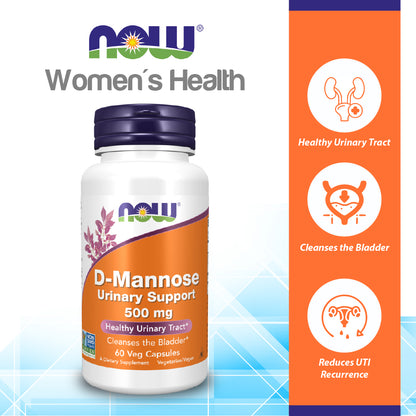 NOW Supplements, D-Mannose 500 mg, Non-GMO Project Verified, Healthy Urinary Tract*, 60 Veg Capsules Vitamins &amp; Supplements NOW Foods USA