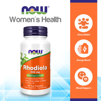 NOW Supplements, Rhodiola 500 mg, Helps Body Adapt to Stress of Daily Life*, Adaptogenic Herb*, 60 Veg Capsules Vitamins &amp; Supplements NOW Foods USA