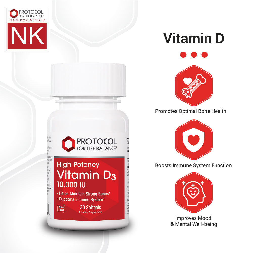 Protocol for Life Balance, Vitamin D3 10,000 IU High Potency, 30 softgels Immune Sopprot Protocol For Life Balance
