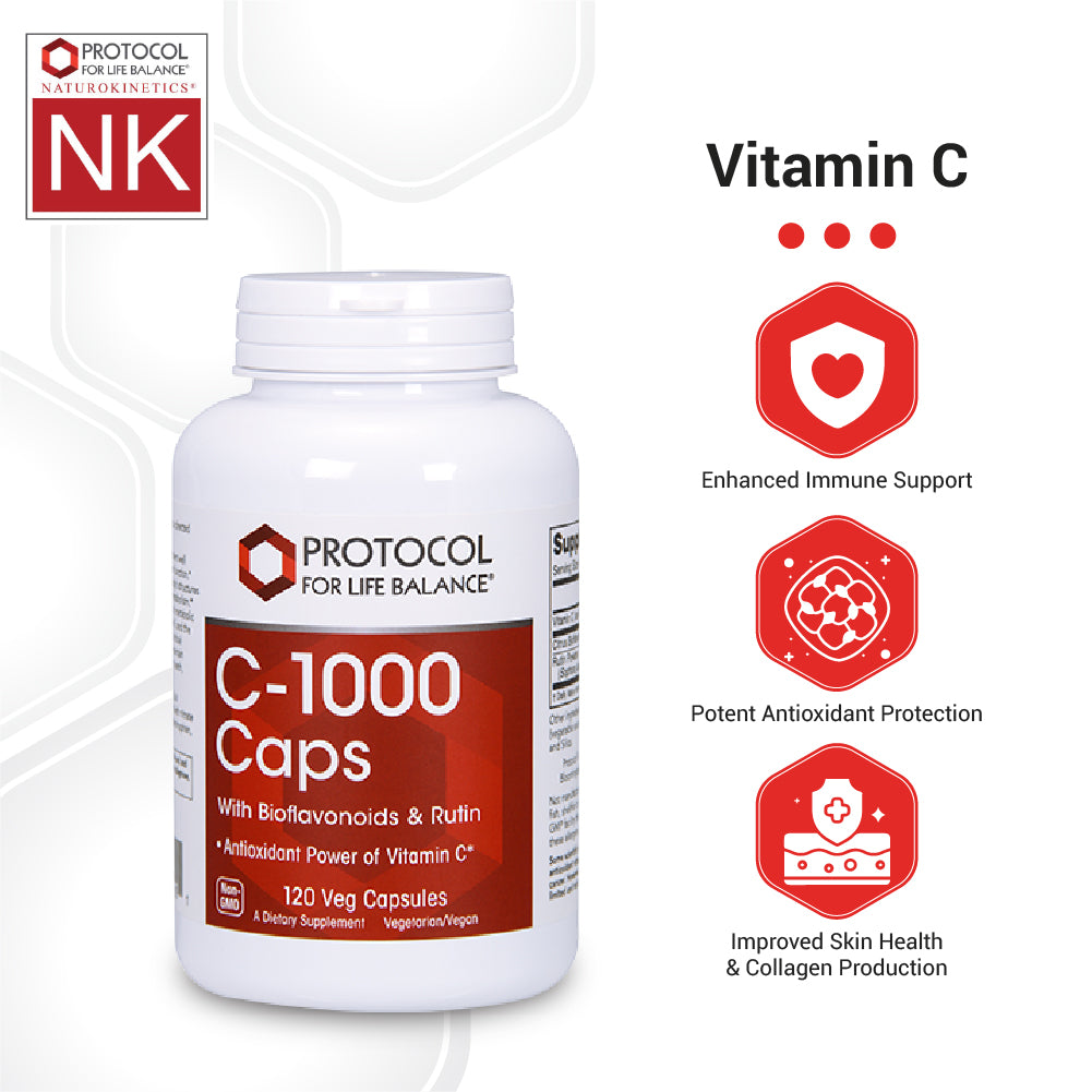 Protocol for Life Balance, C-1000 Caps with Bioflavonoids &amp; Rutin, 120 Veg Capsules Vitamins &amp; Supplements Protocol For Life Balance