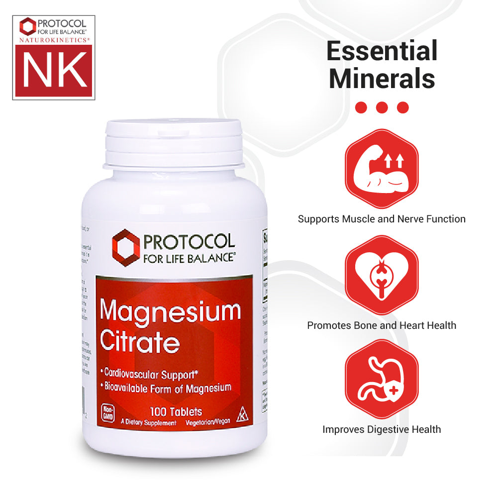 Protocol for Life Balance, Magnesium Citrate, 100 Tablets Vitamins &amp; Supplements Protocol For Life Balance
