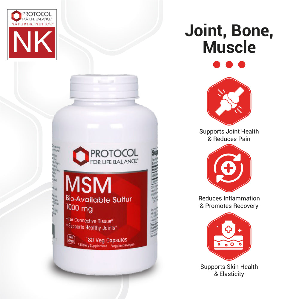 Protocol for Life Balance, MSM, 1,000 mg, 180 Veg Capsules Supports Healthy Tissue Protocol For Life Balance