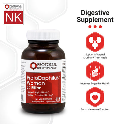 Protocol for Life Balance, ProtoDophilus Woman, 20 Billion, 50 Veg Capsules Vitamins &amp; Supplements Protocol For Life Balance