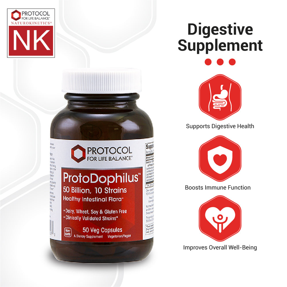 Protocol for Life Balance, ProtoDophilus, 50 Billion, 10 Strains, 50 Veg Capsules Vitamins &amp; Supplements Protocol For Life Balance