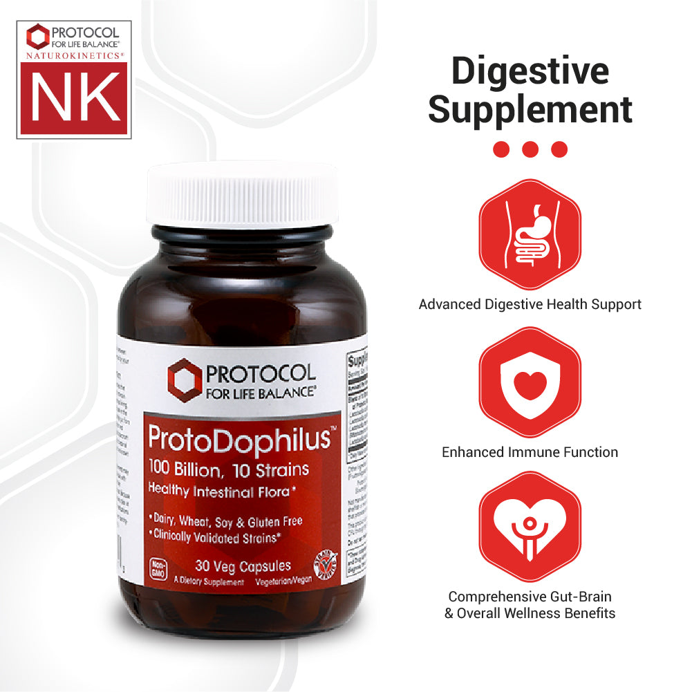 Protocol for Life Balance, ProtoDophilus, 100 Billion, 30 Veg Capsules Vitamins &amp; Supplements Protocol For Life Balance