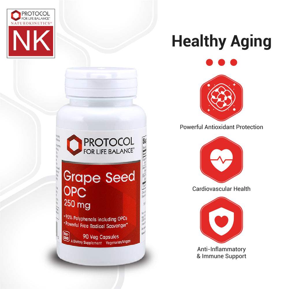 Protocol for Life Balance, Grape Seed OPC 250 mg, 90 Veg Capsules Vitamins &amp; Supplements Protocol For Life Balance