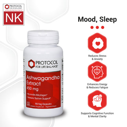 Protocol for Life Balance, Ashwagandha Extract, 450 mg , 90 Veg Capsules Protocol For Life Balance