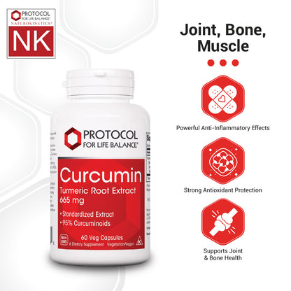 Protocol for Life Balance, Curcumin, Turmeric Root Extract, 665 mg, 60 Veg Capsules Protocol For Life Balance