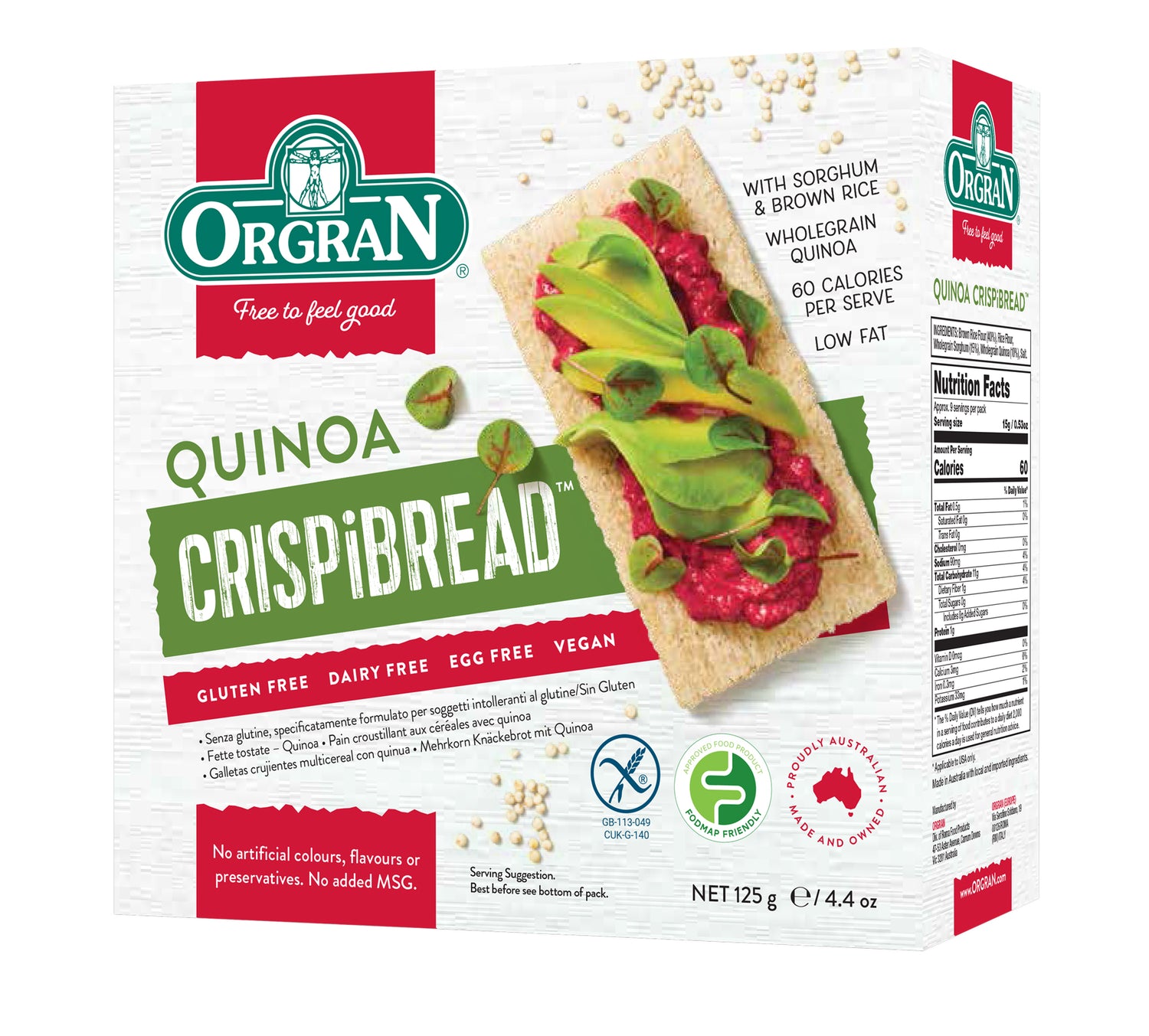 Orgran Quinoa Crispbread 125G - Bloom Concept