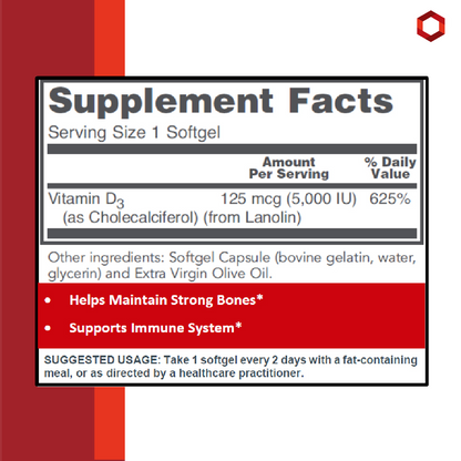 Protocol for Life Balance, Vitamin D3, High Potency, 5,000 IU, 120 Softgels Immune Sopprot Protocol For Life Balance
