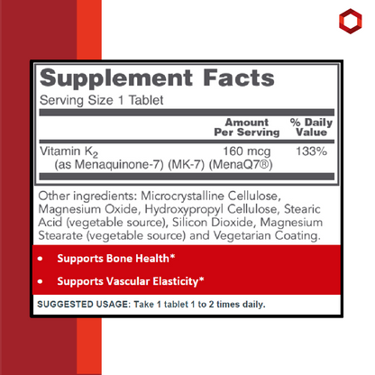 Protocol for Life Balance, MK-7 Vitamin K2, 160 mcg, 60 Tablets Bone &amp; Teeth Structure Protocol For Life Balance