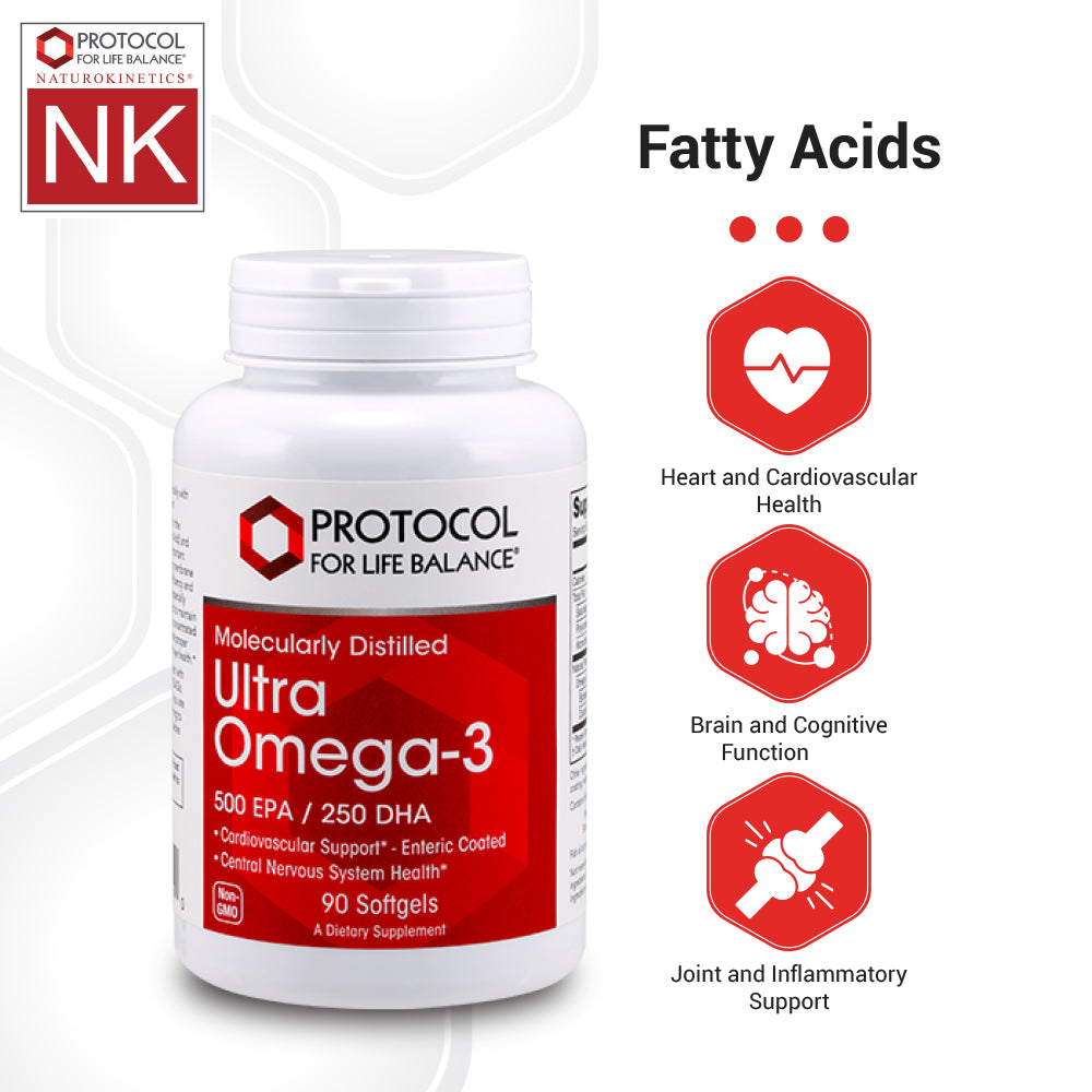 Protocol for Life Balance, Ultra Omega-3, 500 EPA / 250 DHA, 90 Softgels Vitamins &amp; Supplements Protocol For Life Balance