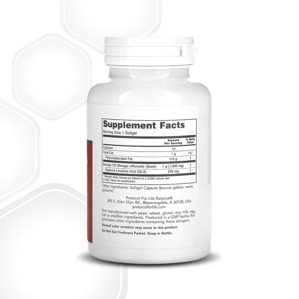 Protocol for Life Balance, Borage/GLA, 1,000 mg, 60 Softgels Vitamins &amp; Supplements Protocol For Life Balance