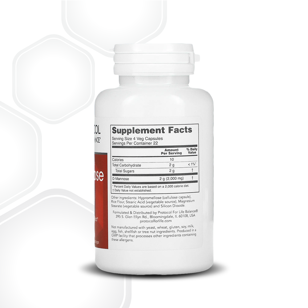 Protocol for Life Balance, D-Mannose, 500 mg, 90 Veg Capsules (125 mg per Capsule) Supplement Protocol For Life Balance