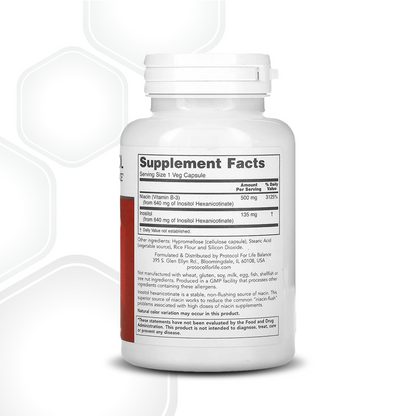Protocol for Life Balance, Flush-Free Niacin, 500 mg, 90 Veg Capsules Vitamins &amp; Supplements Protocol For Life Balance