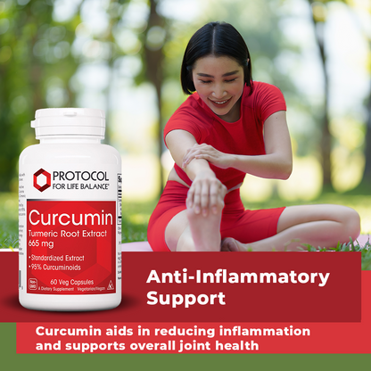 Protocol for Life Balance, Curcumin, Turmeric Root Extract, 665 mg, 60 Veg Capsules Protocol For Life Balance